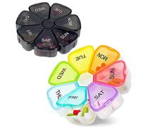 2PCS Portable Weekly Pill Box Organiser, 7 Day Pill Box Organiser Large Compartment, Food Grade Material Travel Tablet Boxes 7 Day - for Vitamins, Supplements, and Medication for Travel