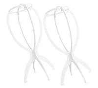 2pcs Portable Wig Head Stand Plastic Foldable White for Household Use