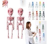 2Pcs Poseable Skeleton Fridge Magnet, 3D Printed Funny Goth Skeleton Fridge Magnets, Skull Magnet Refrigerator Sticker for Kitchen, Office and Locker Decor (Pink)