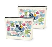 2PCS Positive Affirmations Makeup Bag Self Love Gifts Mental Health Inspirational Gifts for Women Girl Sister the Counselor Coworker Birthday Friendship Graduation Travel Toiletry Cosmetic Bag