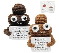 2PCS Positive Poo, Emotional Support Crochet, Cute Poop Gift with Inspirational Card, Funny Office Decor, Cheer Up for Women Man Coworkers, Birthday Christmas Day Gifts (Brown & Coffee)