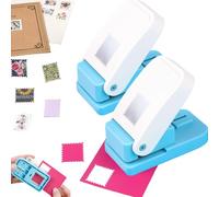 2Pcs Postage Stamp Punch, Rectangular Embossed Edge Shape Paper Punch, Square Hole StampsLever Action Craft Puncher for Paper Crafting Scrapbooking, 1x0.8 Inch Stamping-Out Cutter Crafts Supplies Tool
