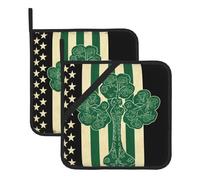 2Pcs Pot Holders with Pocket, Heat Resistant Hot Pad for Countertops, Oven Mitts Coaster Irish American Flag Potholders for Kitchen Cooking Baking Trivet 8 inch Oven Potholder Pad