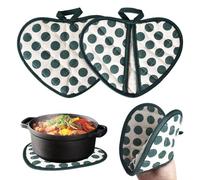 2Pcs Pot Holders with Pocket, Oven Mitts and Pot Holders Set, Anti-Slip Pot Holder Mitt, Heat Resistant Kitchen Mini Oven Mittens, Mini Oven Gloves and Hot Pad for Cooking Kitchen (Green)