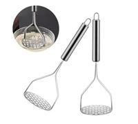 2Pcs Potato Masher, Stainless Steel Professional Potato Masher, Mashed Potatoes Masher with Long Handle, Hand Potatoes Masher for Potatoes, Tomatoes, Avocados, Beans, Fruit & Vegetables