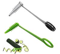 2Pcs Potato Spiral Cutting Machine,Stainless Steel Spiral Cutter for Veggies, 3-in-1 Stainless Steel Blade for Cucumber, Carrot | Manual Kitchen Slicer, Portable & Easy to Clean
