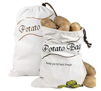 2Pcs Potato Storage Bag, 14x10" Fresh-keeping Canvas with Drawstring & Side Zipper for Pantry, Home Kitchen
