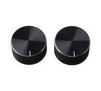 2pcs Potentiometer Knob Knurled Shafts 25mmx13mmVolume Control Knob Round Black Aluminum Smooth Outer Rotaries Rotaries Replacement