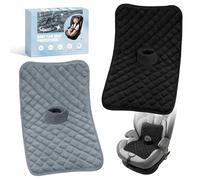 2PCS Potty Training Car Seat Protector, Waterproof Soft Pads for Toddlers and Infants, Machine Washable Reusable Non-Slip Liner Universal Fit All Baby Carseat, Black & Gray