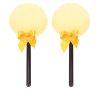 2pcs Powder Puffs, Cotton Candy Handle & Plush Fleece Design, Gold Color, Packed in OPP Bag, Ideal for Makeup & Body Powder Application, 2pcs Powder Puffs, Gold Plush