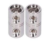 2pcs Power Cord Extension Terminal, 0 Gauge Input Output Wire Coupler, Premium Metal Audio Cable Connector for Car Audio System, Plated Surface with Deep Wire Recess