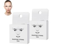 2Pcs Pre-Inked Eyebrow Mapping String, White Bamboo Eyebrow Thread Brow Marker Thread Line Tool Pre Inked String Essential Cosmetic Tool for Microblading and Waxing Henna Dye White