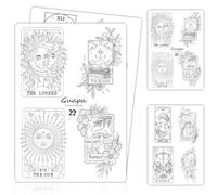 2PCS Pre-Printed Gray Tarot Card Tattoo Practice Skin, 1.5mm Thick Latex Double-Sided Practice Sheet for Fine Line & Shading (2PCS White Pad)