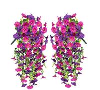 2PCS Precisetrue Hanging Flowers, Hanging Morning Glory, Artificial Fake Morning Glory Bouquet, Faux Plants Flowers Bouquet, Artificial Hangings Silk Flower Fake Morning Glory for Outdoor Indoor (E)