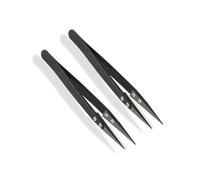 2Pcs Precision Tweezers Set Stainless Steel Ceramic Tweezers Pointedtip Heatresistant Anti Static for Electronics Soldering Laboratory Work Jewelry Making Craft