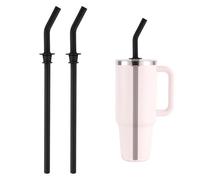 2pcs Press in Replacement Straws for Hydro Flask 40/32/28/20oz Travel Tumbler, Silicone Reusable Drinking Straws BPA Free for Hydro Flask Water Bottle Accessories Parts (Black)