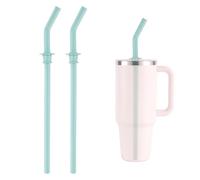 2pcs Press in Replacement Straws for Hydro Flask 40/32/28/20oz Travel Tumbler, Silicone Reusable Drinking Straws BPA Free for Hydro Flask Water Bottle Accessories Parts (Sky Blue)