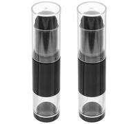 2pcs Press Type Makeup Brush with Refillable Bottle Jar Black Plastic