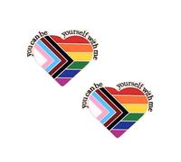 2Pcs Pride Badges - Love Heart Social Pride Pins, Funny Metal Rainbow Pin Badge Enamel Brooches Decorations for Men Women Clothes and Bags