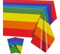 2Pcs Pride Decorations Rainbow Table Cloth, 54x108 Inch Rainbow Party Decorations Table Covers, Gay Pride Rectangular Tablecloths, Colorful Tablecloth for LGBTQ Party Gathering Supplies Decorations