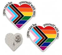 2Pcs Pride Pins, Pride Badge, Rainbow Heart Badges, Gay Prides, LGBTQ+ Accessories, LGBTQ Progressive Lapel Pins, Bisexual, Gay Dress Accessory for Clothing Backpack Hat Prides Month Decoration Gift
