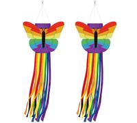 2PCS Pride Rainbow Gay Windsocks Outdoor Decorations Hanging Floating Wind Socks for Yard Garden Porch Patio Decor - Butterfly