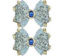 2Pcs Princess Hair Bow Clips for Halloween Costume Dress up Birthday Party Supplies Blue Decorations