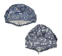 2pcs Printed Cotton Nursing Scrub Cap for Doctors and Nurses | Operating Room Use, Keeps Working , Attractive Design, Working People, Grey Fish Print