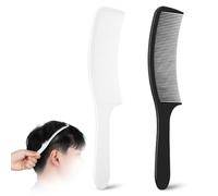 2pcs Professional Curved Clipper Comb with Round-ended Teeth | Polymer Material, White Finish, Flexible Shape for Flat Top and Fades, Salon-grade Hairdressing Supply