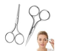 2PCS Professional Small Scissors Curved Eyebrow Scissors and Rounded Nail Scissors for Trimming Eyebrows, Nose, Mustache, Eyelashes, Ear Hairs, Nails and Cuticles