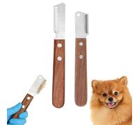 2PCS Professional Stripping Knife for Dogs, Dog Stripping Knife Hand Stripping Tool for Massaging, Pet Hair Removal Comb for Massaging, Grooming, Ergonomic Wooden Handle
