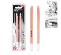 2PCS Professional White Charcoal Pencil,Sketch Highlight Pencils for Drawing,Sketching,Shading&Blending,Core Chalk Pencil for Beginners,Artists,Students,Suitable for Charcoal Drawing&Art Supplies