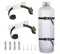 2PCS Propane Tank Holder,Oxygen Tank Holder,Nitrogen Gas Cylinder Holder, with 6.6ft Ratchet Strap and Screws Suitable for rv Propane Tank Holder,Cylinder Wall Mounted Bracket (White)