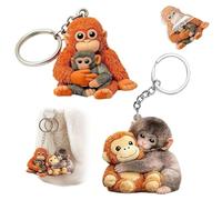 2Pcs Protect Punch Monkey Keyring, 2D Acrylic Protect The Punch Monkey Keychain, Durable Cute Animal Bag Charm Quirky Keyring for Backpack Zipper Pull Fun Gift for Monkey Lovers Primate Enthusiast