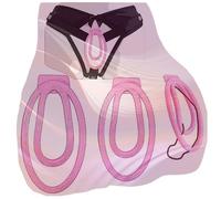 2Pcs Protective Cage Fufu Clip Fitness Set, with 1 Black Yoga Belt Underwear, Breathable Adjustable Invisible Protection Set for Sissy -A54US (B:Pink, B:M)