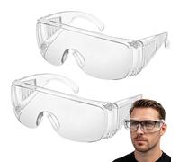 2Pcs Protective Glasses, Safety Goggles, Anti Fog Protective Glasses, Clear Safety Glasses, Science Goggles, Gardening Goggles, Glasses Protector for Construction Laboratory Outdoor Cycling Healthcare