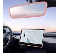 2PCS Protector Trim Frame Compatible with Tesla Model 3 Y 2020-2024 2025 2026 Screen Edge Frame Rearview Mirror Cover Interior Decorations Center Console Decor Highland Juniper Accessories Set (Pink)