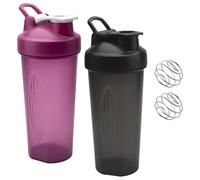 2PCS Protein Shaker Bottle 600ML with Mixing Ball Pink Green Shaker for Protein Powder Smoothie Milkshake Supplement, Leakproof Flip On Lid, Shake Cup for Men Women Water Bottle for Gym Sports Fitness