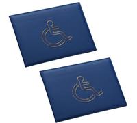 2pcs PU Leather Disabled Badge Holder, Blue Disabled Parking Permit Cover Holder for Disabled Drivers