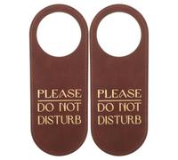 2pcs PU Leather Do Not Disturb Room Door Sign for Hotel Guests | Dual Sided, Perforated Structure, Matte Brown Finish, Easy Recognition and Installation