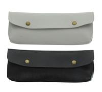 2pcs Pu Makeup Brush Holder Pencil Case Pouches Black
