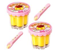 2pcs Pudding Ornament Set, Two Spoons, Two Pudding Ornaments,Doll Food, Suitable for Doll Role-Playing Activities to Enhance Imagination