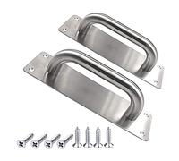 2Pcs Pull Push Door Plate Handle 8inch Stainless Steel Heavy Duty Barn Pull for Shed Commercial Fire With Mounting Screws (Silver, 200x65mm/7.9x2.6inch)