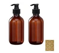 2Pcs Pump Bottle Dispenser, Alledomain 300ML/10OZ Refillable Empty Press Pump Bottles, Plastic Liquid Soap Dispenser Storage Holder Container for Lotion Shampoo for Kitchen & Bathroom(Brown)