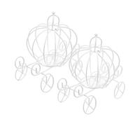 2pcs Pumpkin Cart Candy Box White Iron Wedding Gift Box | Decorative Party Favor Holder, Birthday Table Display, Candy Storage Container, Creative Beautiful Look