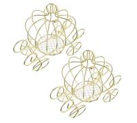 2pcs Pumpkin Cart Metal Candy Box for Wedding Favors Halloween | Hollow-out Design, Golden Finish, Elegant Party Favour Display, Suitable for Reception Decor and Small Jewelry