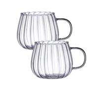 2Pcs Pumpkin Glass Mugs, 400ML Clear Glass Pumpkin Shape Cups with Handle, Thickened Heat Resistant Drinkware for Hot Beverages Coffee Tea Cocoa Home Kitchen Cafe