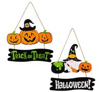 2pcs Pumpkin Witch Wooden Hanging Plaque for Halloween Door Decor
