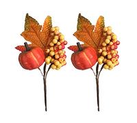 2PCS pumpkin wreath Berries maple leaves berry Fall Leaf Berry picks twigs Harvest Festival decoration Autumn party decoration autumn decor orange stems reward indoor