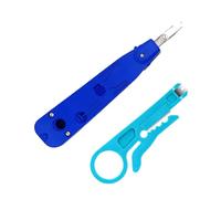 2Pcs Punch Down Tool, Ethernet Punchdown Tool for Rj45 Socket Cat5/Cat6/Ca7 & Telephone Cable, Impact IDC Network Punch Down Tool with Wire Stripper Combo in Blue